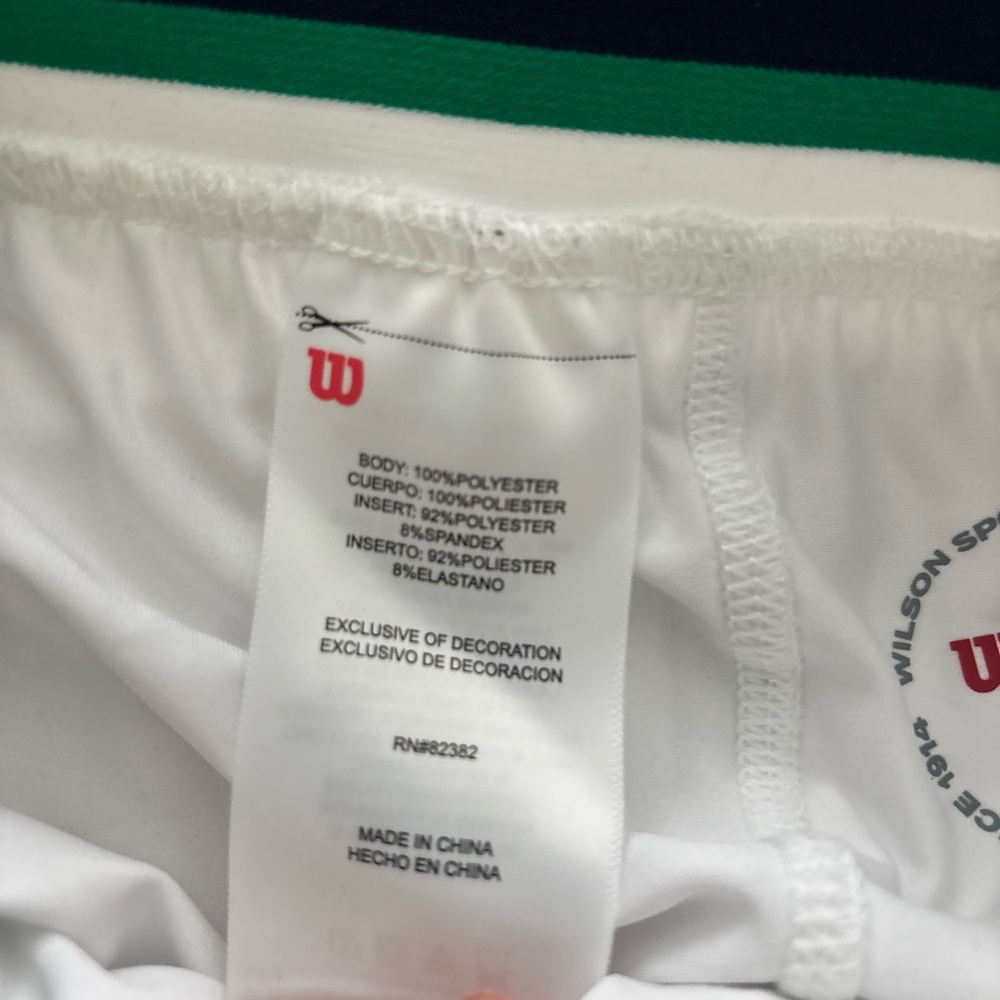 Wilson White Pleated Tennis Skirt with Green-Trim Waistband - Picture 4 of 4